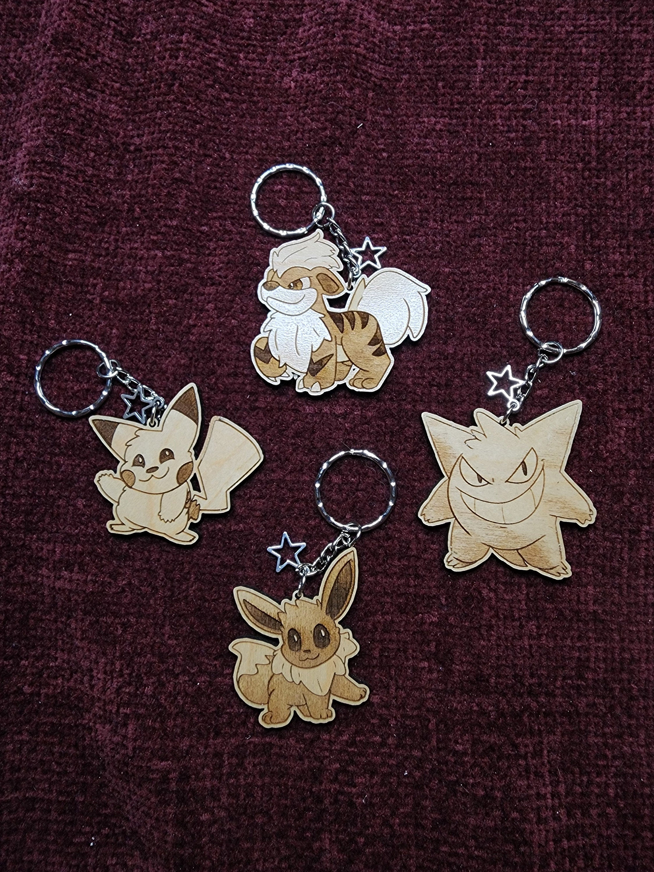 Gen 1 Pokemon Wooden Keychains