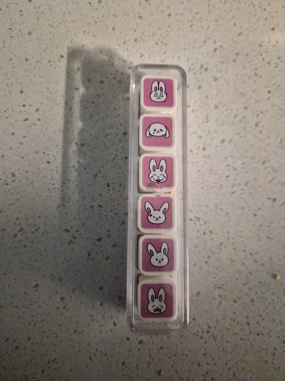 Cute Rabbit Self-Inking Stamps (6-Pack) - Easy Press Stampers for Journaling