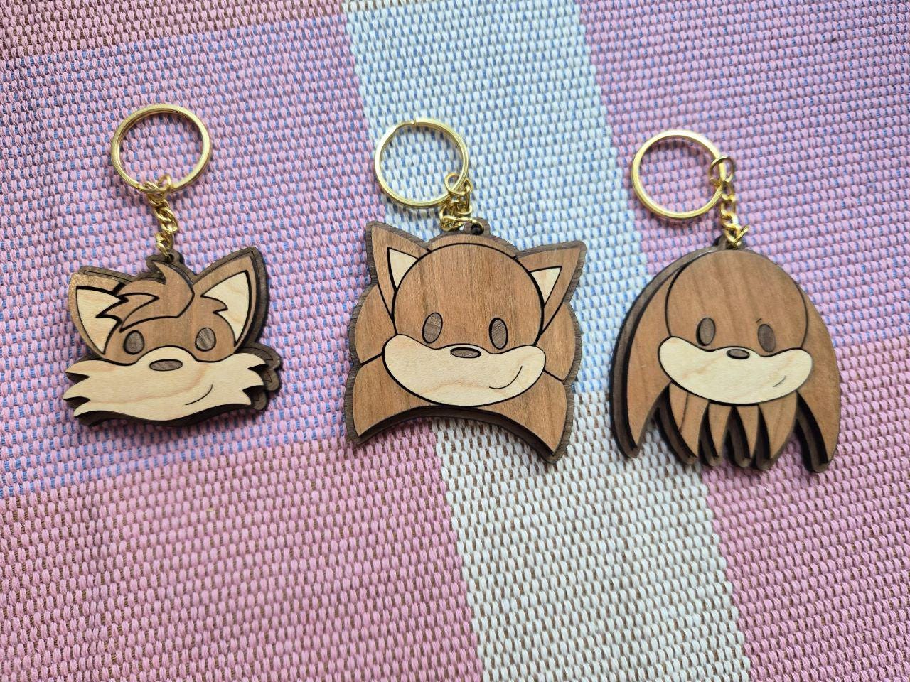3D Wooden Sonic Keychains