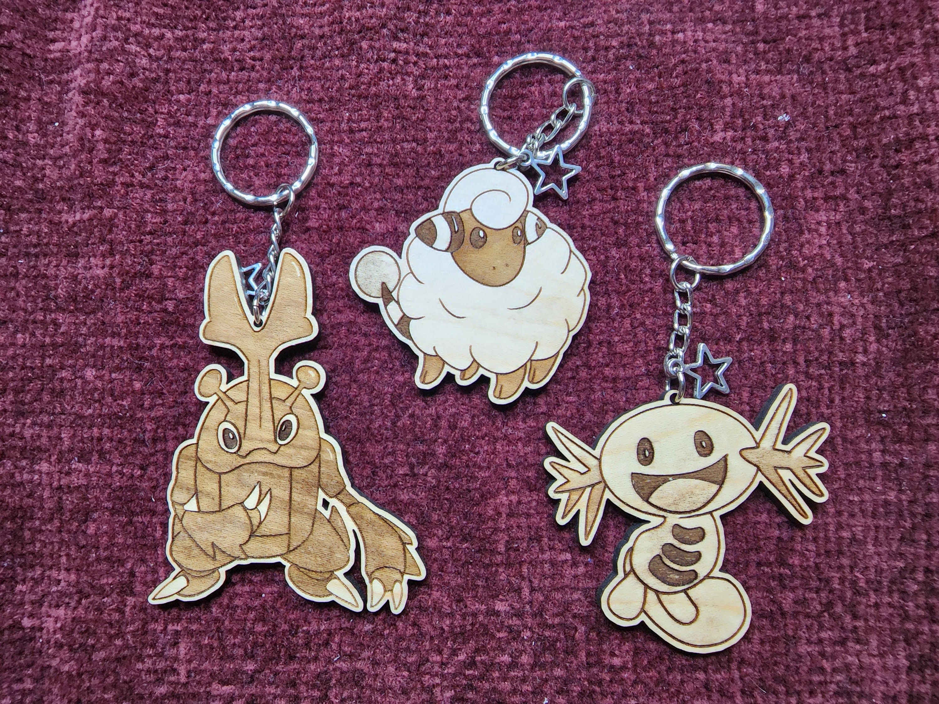 Gen 2 Pokemon Wooden Keychains