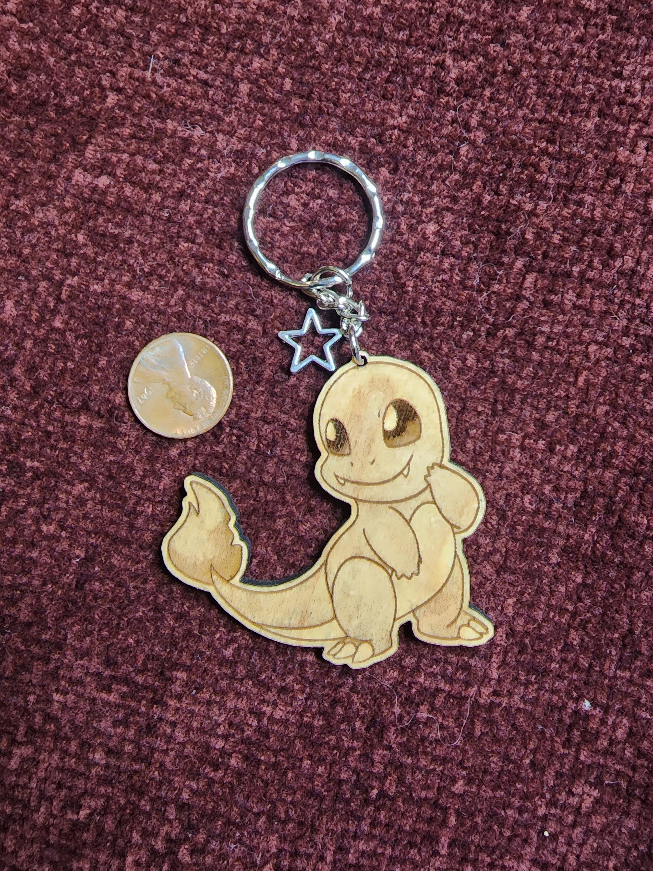 Gen 1-3 Starter Pokemon Wooden Keychains